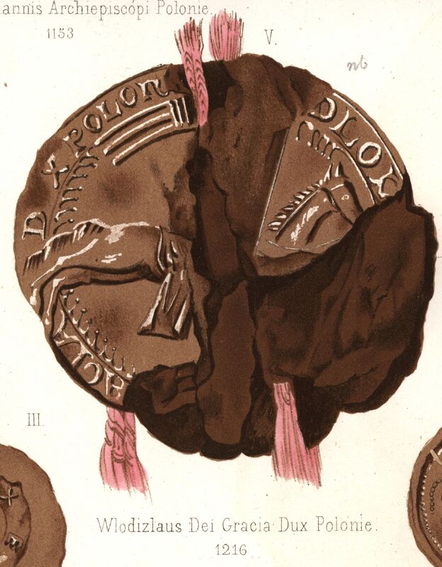 Władysław Laskonogi, książę wielkopolski, pieczęć konna I. Opis Ignacego Zakrzewskiego z 1877 i 1881r.