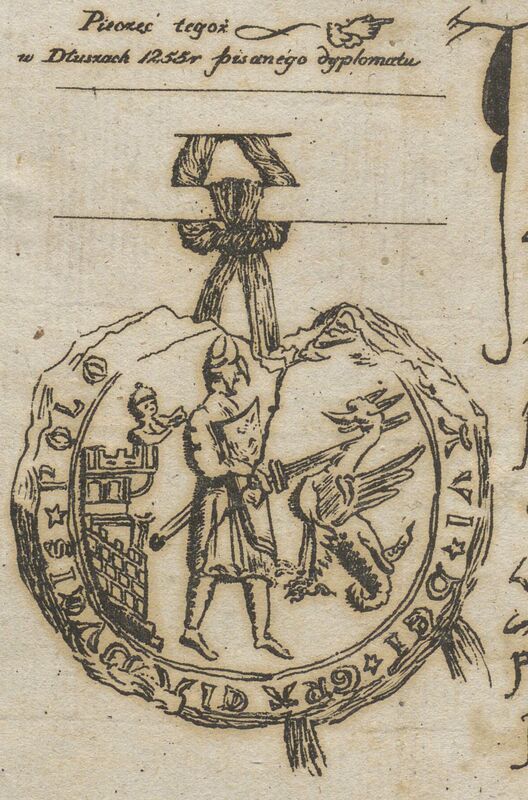 Bolesław Pobożny, książę wielkopolski, pieczęć fantastyczna I. Ilustracja z pracy Joachima Lelewela z 1822 r.