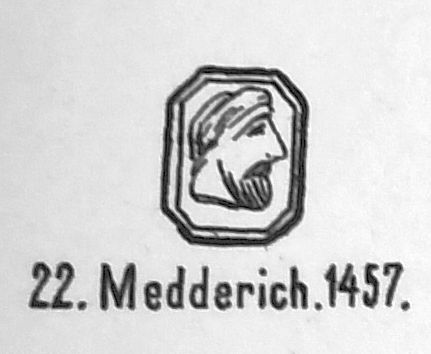 Werner Medderich, oficjał i kanonik chełmiński, pleban w Elblągu, pieczęć portretowa. Opis Bernharda Engela z 1902 r.