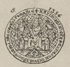 Kazimierz Wielki, król Polski, pieczęć majestatowa [awers dwustronnej pieczęci większej]. Opis Joachima Lelewela z [1827] 1856 r.