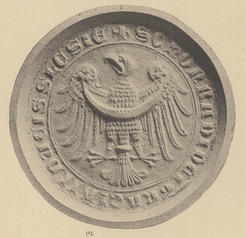 Konrad II Garbaty, książę ścinawski i żagański, pieczęć herbowa. Opis Paula Pfotenhauera z 1879 r.