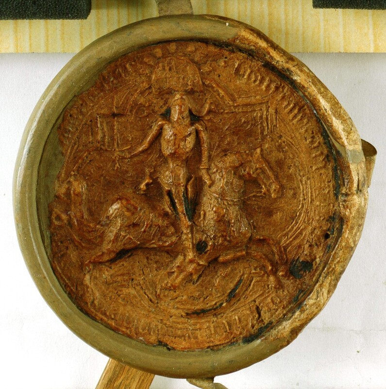 Władysław Opolczyk, książę opolski, wieluński, pieczęć konna II. Odcisk z Archiwum Głównego Akt Dawnych w Warszawie z 1391 r.