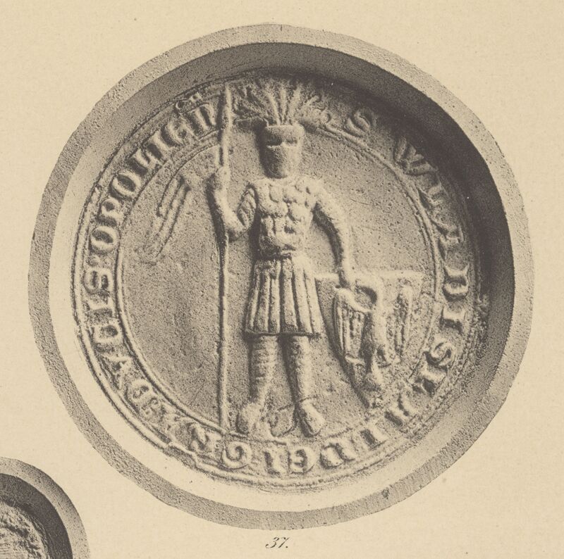 Władysław I, książę opolski, pieczęć piesza. Opis Paula Pfotenhauera z 1879 r.