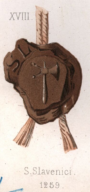Sławnik z Łekna, rycerz, pieczęć herbowa. Opisy Ignacego Zakrzewskiego z 1877 i 1881 r.