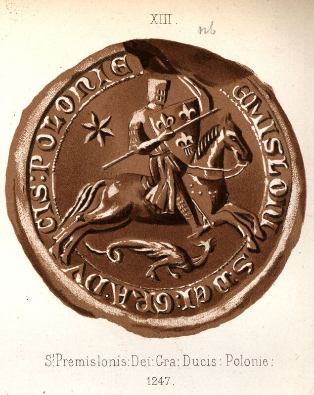 Przemysł I, książę wielkopolski, pieczęć konna II. Opisy Ignacego Zakrzewskiego z lat 1877 i 1881