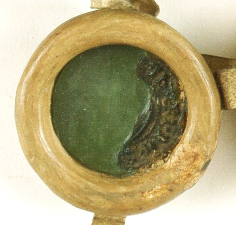 Piotr Löben [Lebel] z Osieka zwany Gruby [h. Lebel], rycerz, pieczęć herbowa. Odcisk z Archiwum Głównego Akt Dawnych w Warszawie z 1392 r.