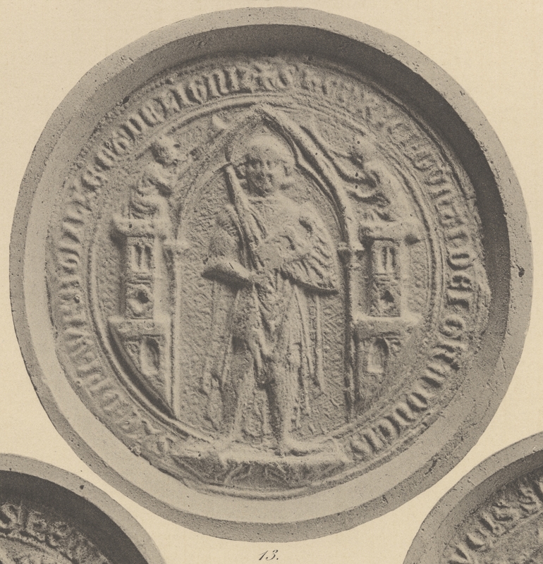 Henryk V Gruby, książę legnicki i wrocławski, pieczęć piesza III. Opis Paula Pfotenhauera z 1879 r.