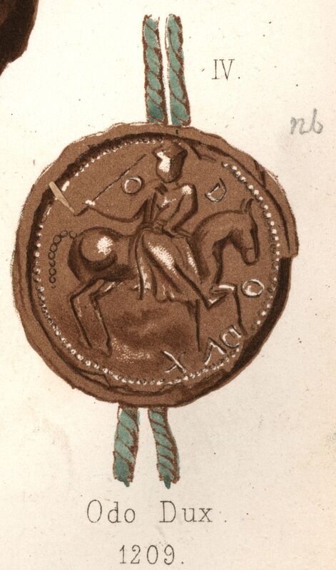 Odon, książę [wielkopolski], pieczęć konna. Opis Ignacego Zakrzewskiego z 1877 i 1881 r.