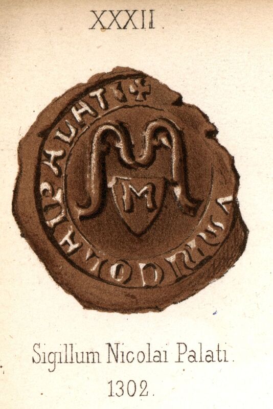 Mikołaj Przedpełkowic z Gostynia, wojewoda [kaliski], pieczęć herbowa III. Opisy Ignacego Zakrzewskiego z 1878 i 1881 r.