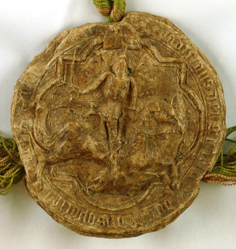 Władysław Opolczyk, książę opolski, wieluński, pieczęć konna II. Odcisk z Archiwum Głównego Akt Dawnych w Warszawie z 1382 r.