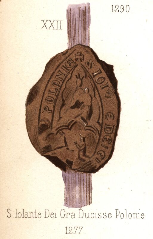 Jolenta, księżna wielkopolska, pieczęć kultowa. Opisy Ignacego Zakrzewskiego z 1877 i 1881 r.